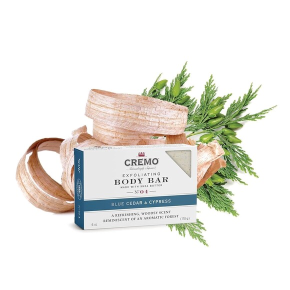 Cremo Exfoliating Blue Cedar & Cypress Body Bar with Shea Butter 6 oz - Picture 1 of 2